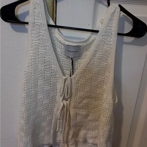 Pink Rose Women's White Textured Crop Top